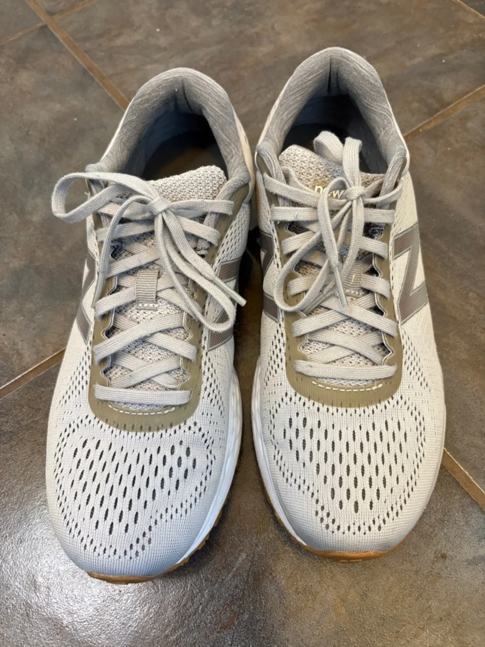 New Balance Gray and Gum-Trim Running Shoes - Picture 2 of 9